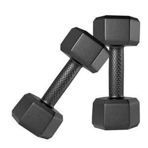 kore pvc dm 2kg combo 161 dumbbells set and fitness kit for men and women whole body workout, hexa (black)